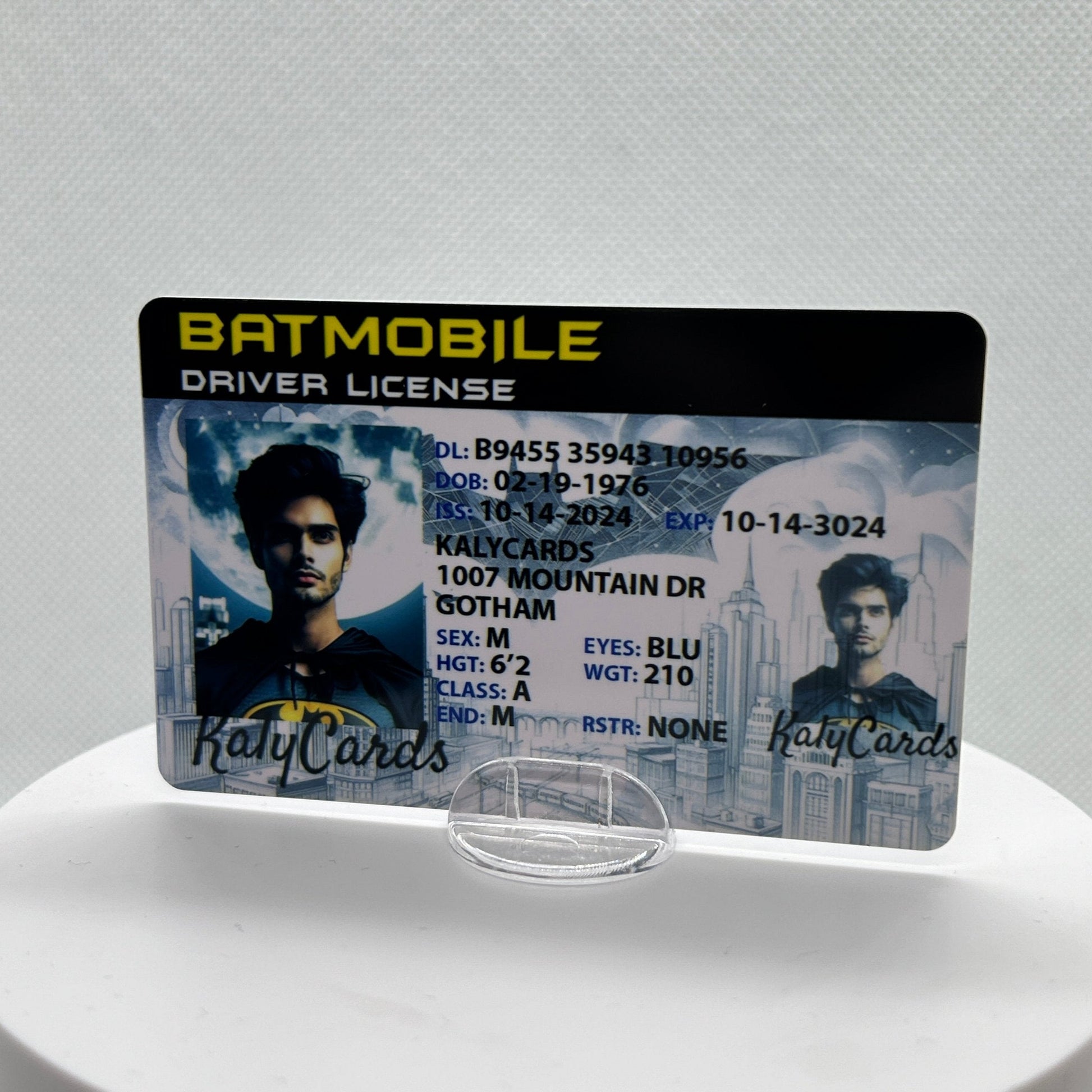 custom batmobile driver license, front side of a custom batman gift