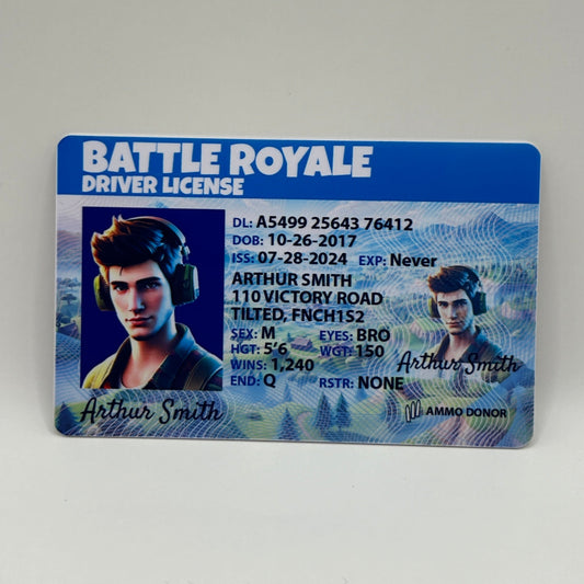 Custom Fortnite Skin Driver License Gift, Front side