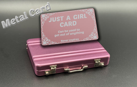 Pink Briefcase & Metal Just A Girl Card