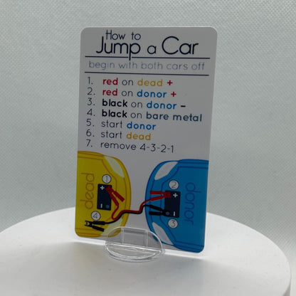 Car Jump Start and Tire Change Tip Card - KalyCards