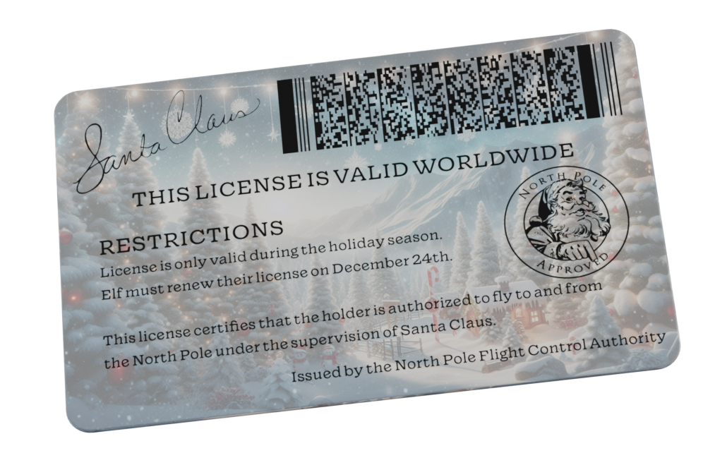 Elf North Pole Driver License
