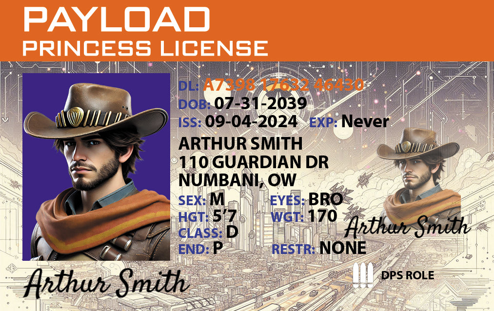 Front of custom Overwatch Driver License with personalized name