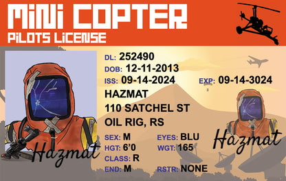 Mini Copter Driver License