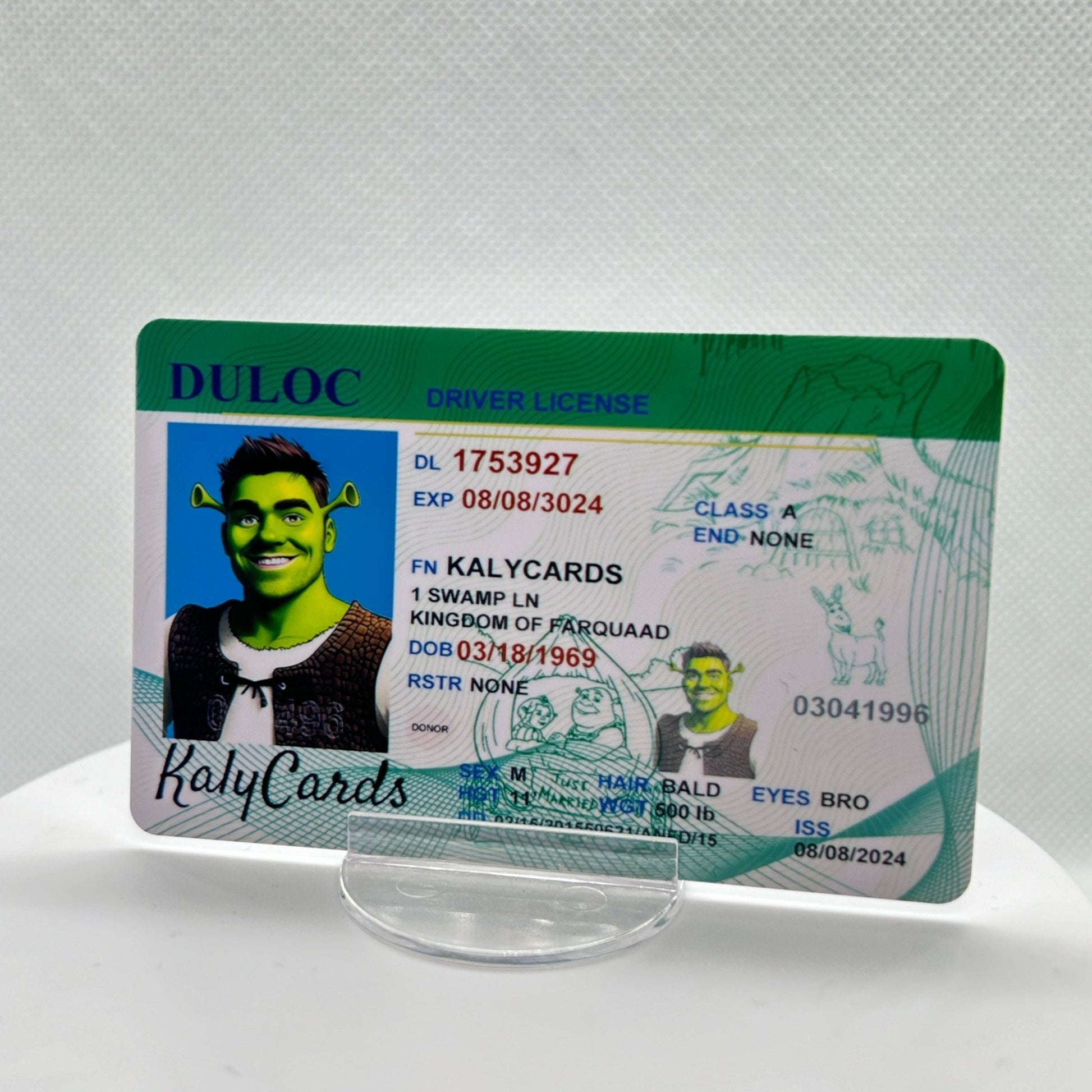 Shrek Drivers License - KalyCards