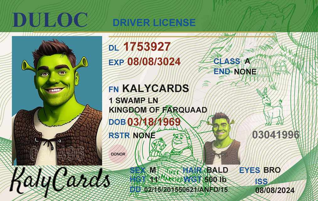 Shrek Drivers License